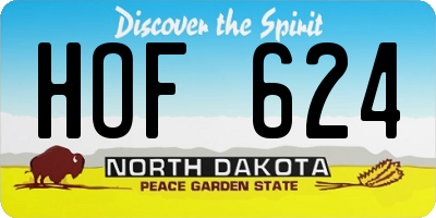 ND license plate HOF624