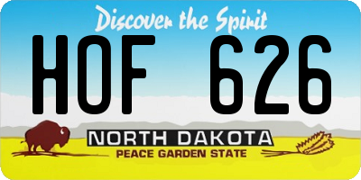 ND license plate HOF626