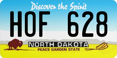 ND license plate HOF628