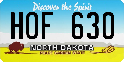 ND license plate HOF630