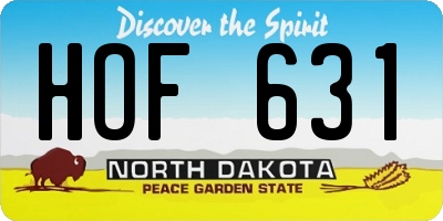 ND license plate HOF631