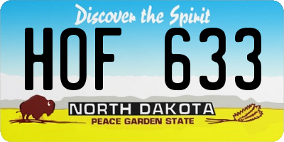 ND license plate HOF633