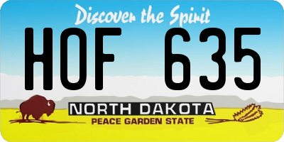 ND license plate HOF635