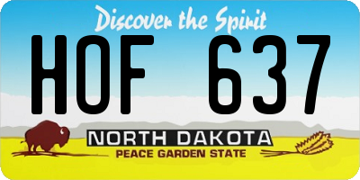ND license plate HOF637