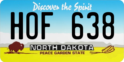ND license plate HOF638
