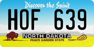 ND license plate HOF639