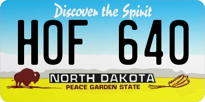 ND license plate HOF640