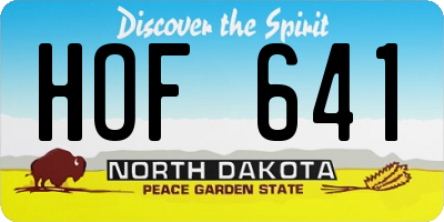 ND license plate HOF641