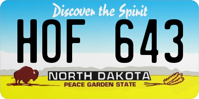 ND license plate HOF643