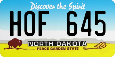 ND license plate HOF645
