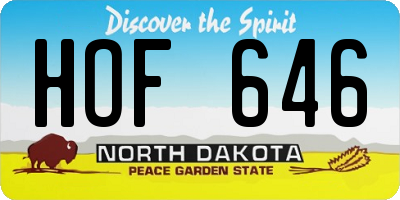ND license plate HOF646