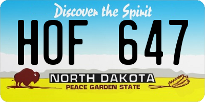 ND license plate HOF647