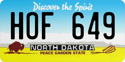 ND license plate HOF649