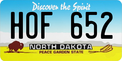 ND license plate HOF652