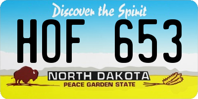 ND license plate HOF653