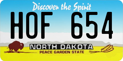 ND license plate HOF654