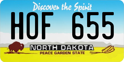 ND license plate HOF655