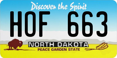 ND license plate HOF663