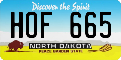 ND license plate HOF665