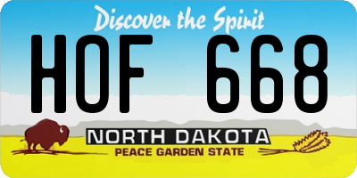 ND license plate HOF668