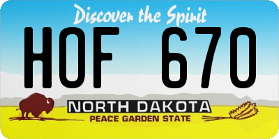 ND license plate HOF670