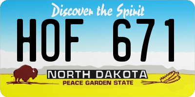 ND license plate HOF671