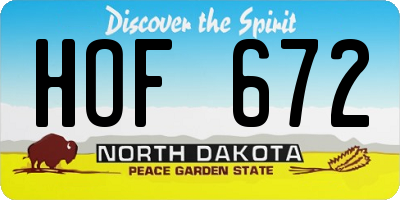 ND license plate HOF672