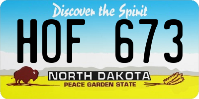 ND license plate HOF673