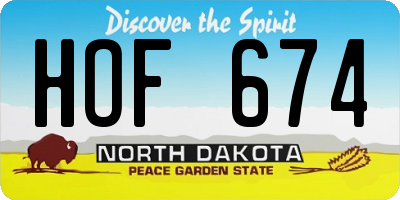 ND license plate HOF674