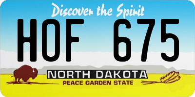 ND license plate HOF675