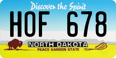 ND license plate HOF678