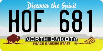 ND license plate HOF681