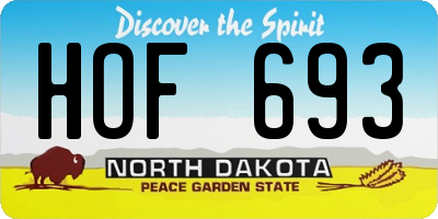 ND license plate HOF693