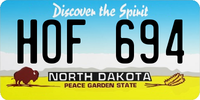 ND license plate HOF694