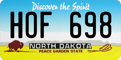 ND license plate HOF698