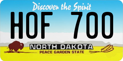 ND license plate HOF700