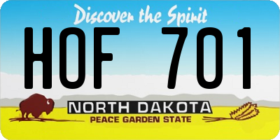 ND license plate HOF701