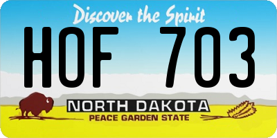 ND license plate HOF703
