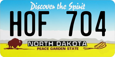 ND license plate HOF704