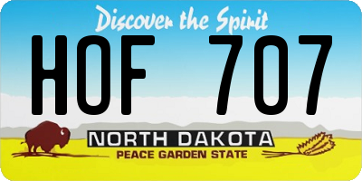 ND license plate HOF707