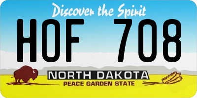 ND license plate HOF708