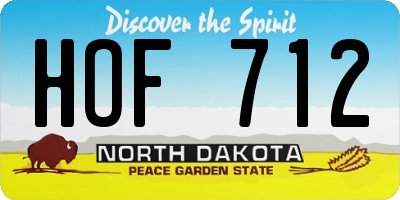 ND license plate HOF712
