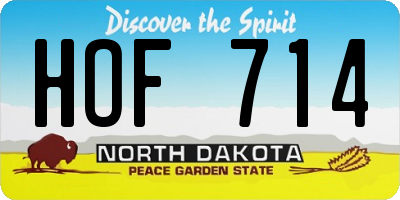 ND license plate HOF714