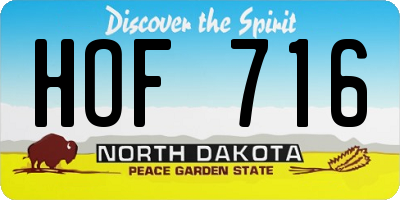 ND license plate HOF716