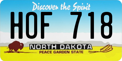 ND license plate HOF718