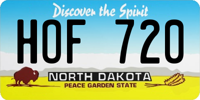 ND license plate HOF720