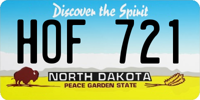 ND license plate HOF721