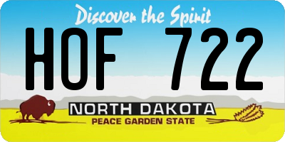 ND license plate HOF722