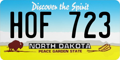 ND license plate HOF723