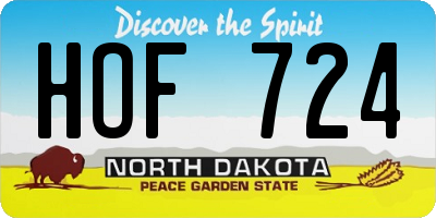 ND license plate HOF724